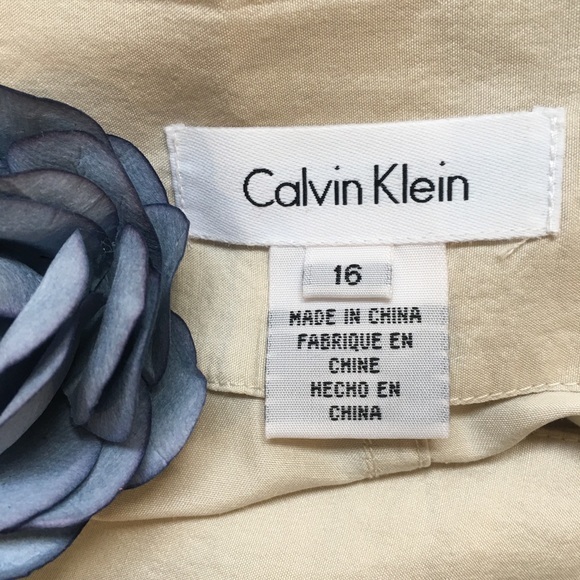 Calvin Klein Short Belted Khaki Silk Bamboo Pockets Midi Skirt Women's 16 - Picture 6 of 7